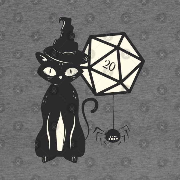 Halloween Cat with Polyhedral D20 Dice of the Witch by dungeonarmory